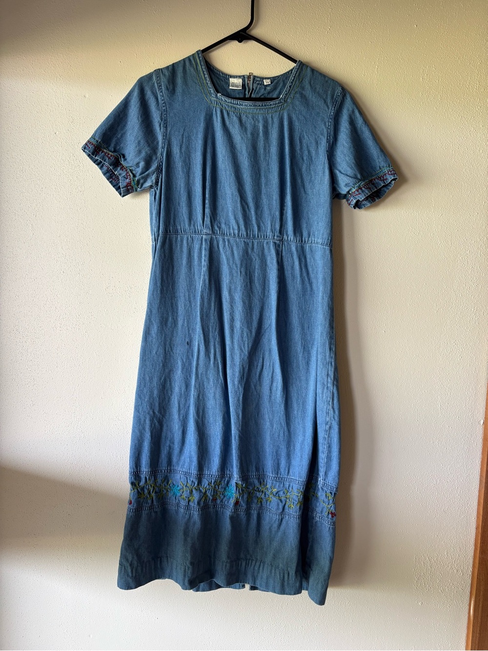 Denim Blue Embroidered Dress - Women's